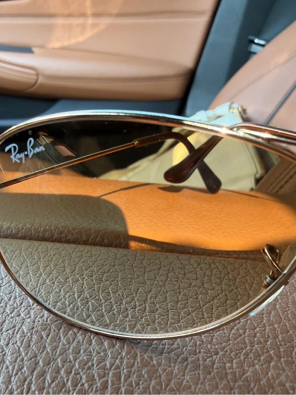 Ray-Ban Gold Aviator Sunglasses with Brown Gradient Lenses